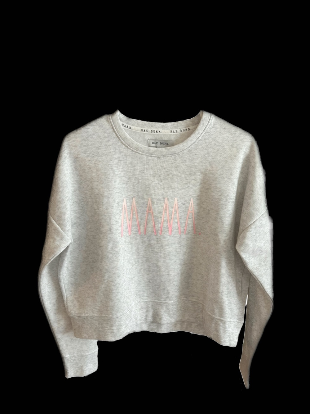 Rae Dunn Heather Gray Crewneck Sweatshirt with Light Pink MAMA Graphic